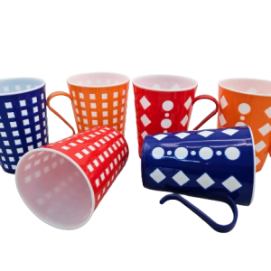 P1711-MUG PLASTIC 2TONE GEO SHAPE G5094/5
