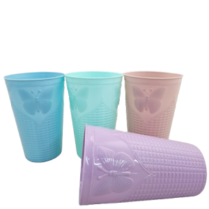 P2915-TUMBLER PLASTIC 4pce BUTTERFLY 1801A-4
