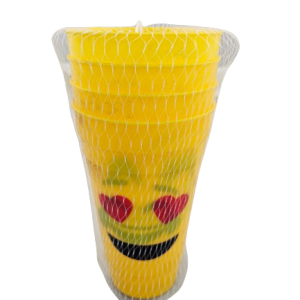 P341-TUMBLER PLASTIC 4pce EMOJI G-9811-2