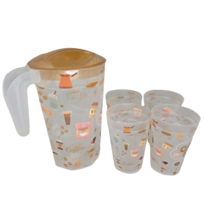 P3097- JUG/TUMBLER SET OCTAG 5pce G-623-4